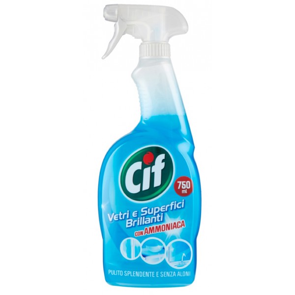 Cif Professional Detergente multiuso per vetri e specchi, Flacone spray 750  ml - Detergenti per Vetri