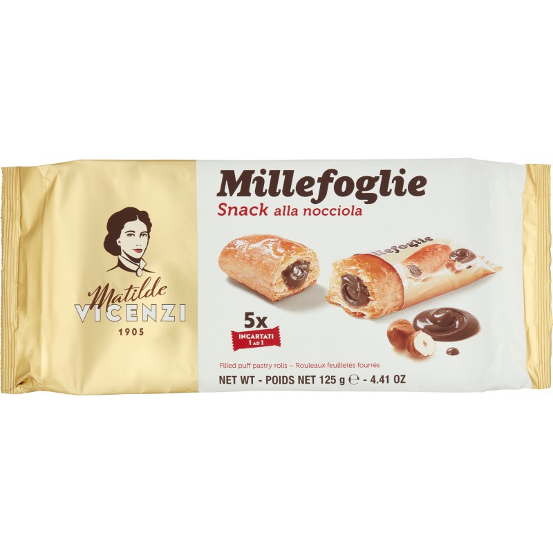 Matilde Vicenzi Millefoglie Snack alla nocciola 5 x 25 g