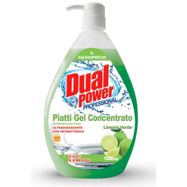 Dual Power Gel Detersivo Piatti Concentrato Con Limone Dispencer lt. 1