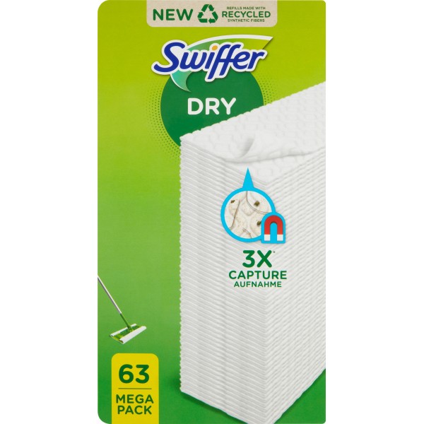 Swiffer Scopa + 8 Panni Cattura Polvere Dry + 3 Panni Lavapavimenti Wet ->