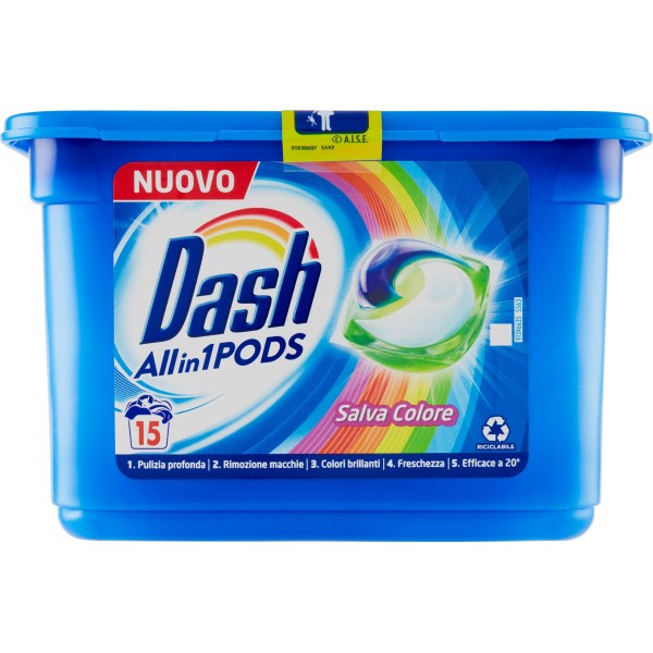 Dash - Pods detersivo lavatrice all in one salva colore 18 lavaggi — Il  Negozio del Quartiere