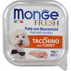 Monge dog fresh pate' con bocconcini di tacchino gr.100