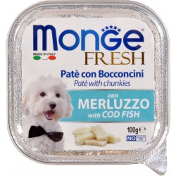 Monge dog fresh pate con bocconcini di merluzzo gr.100